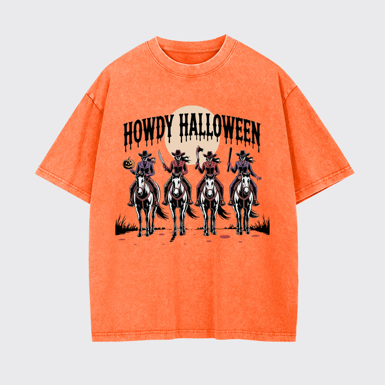 Cowgirl Riding Halloween Garment-dye Tees
