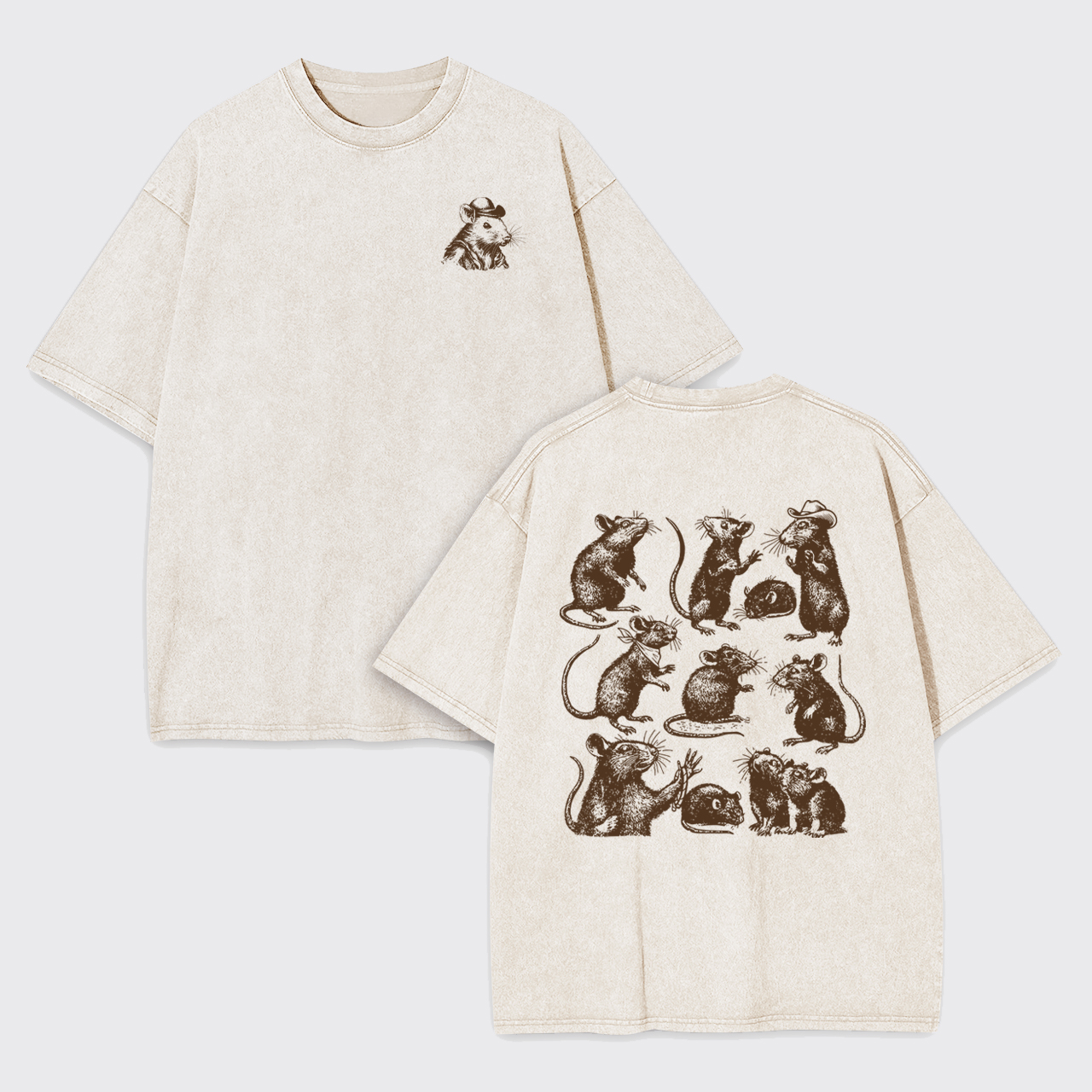 Goblincore Rat Vintage Animal Garment-dye Tees