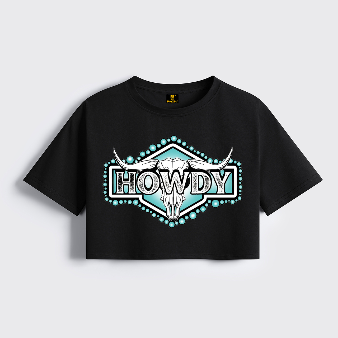 Howdy Western Skull Cropped Boxy Tee