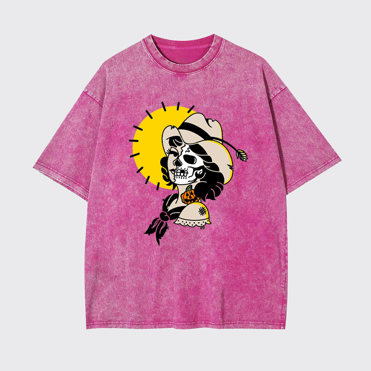 Halloween Skull Cowgirl Garment-dye Tees