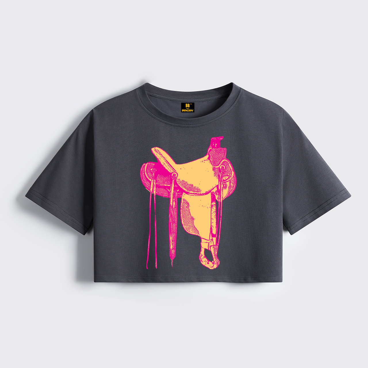 Western Pink Saddle Cropped Boxy Tee