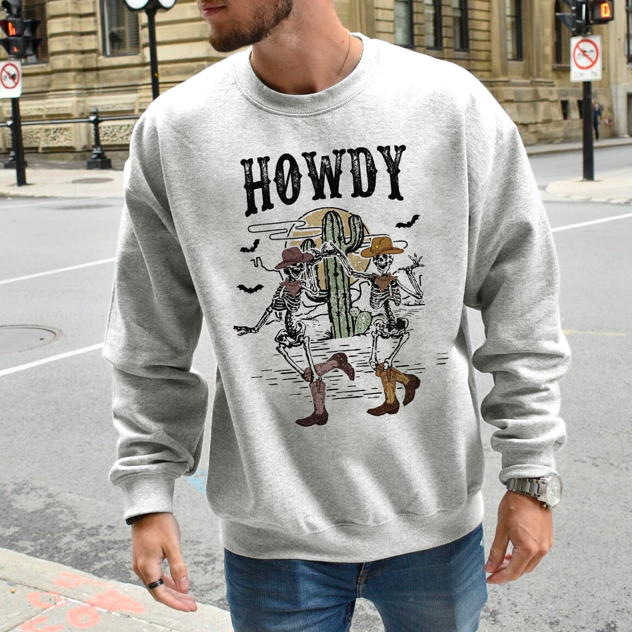 Howdy Halloween Midwest Desert Skeleton Sweatshirt