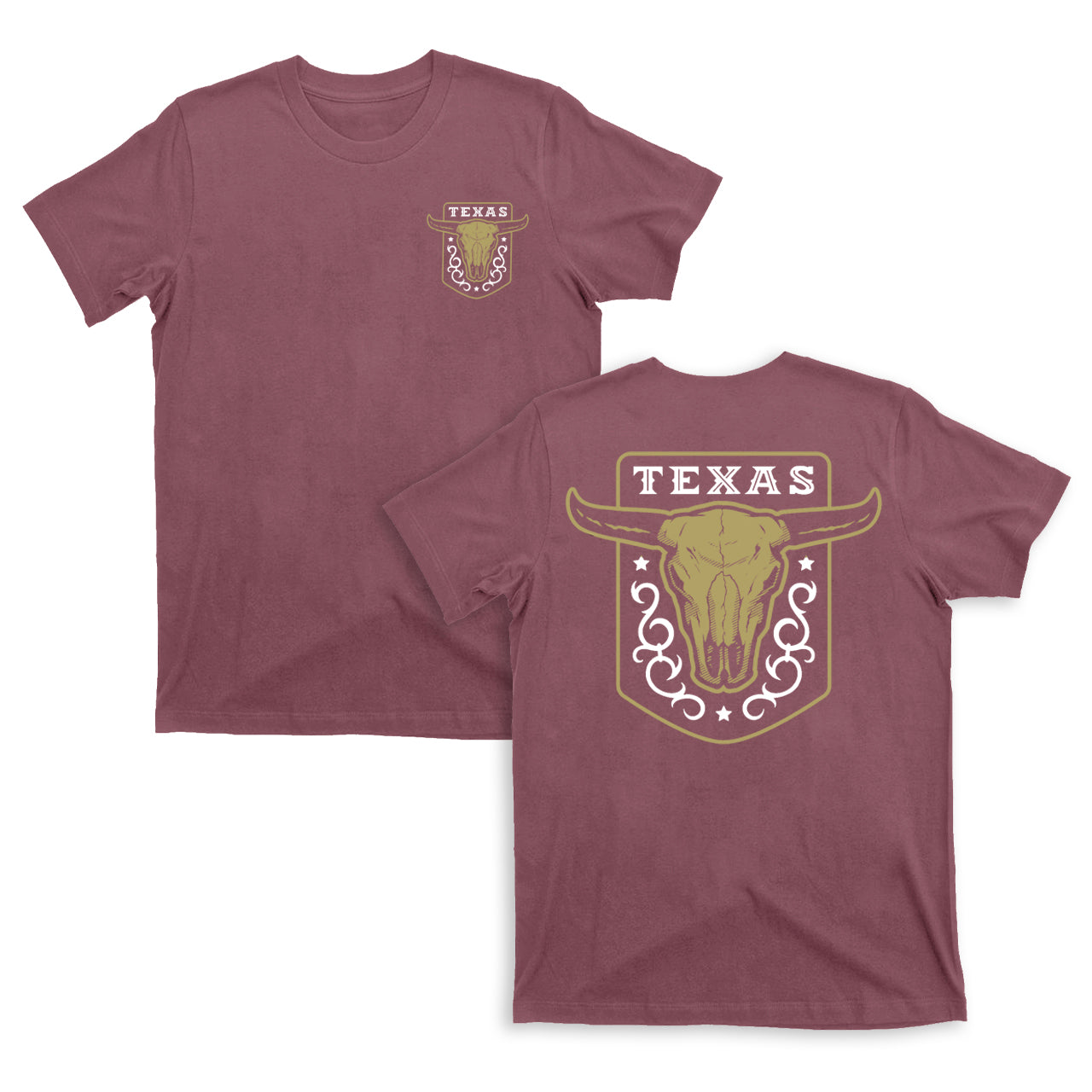 Texas Vintage Emblem With Bull Skull On a Dark T-Shirt