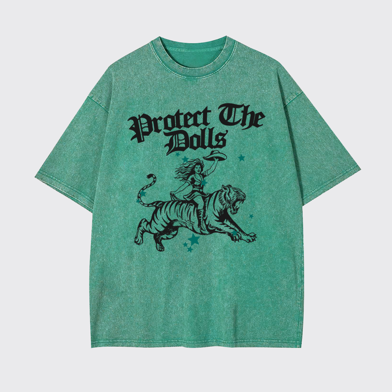 Vintage Cowgirl Riding Tiger Garment-dye Tees