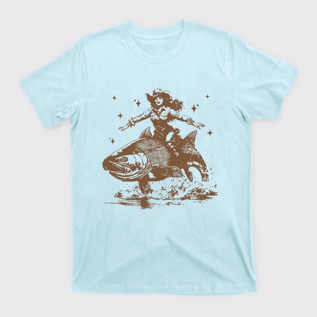 Cowgirl Riding A Fish T-Shirts
