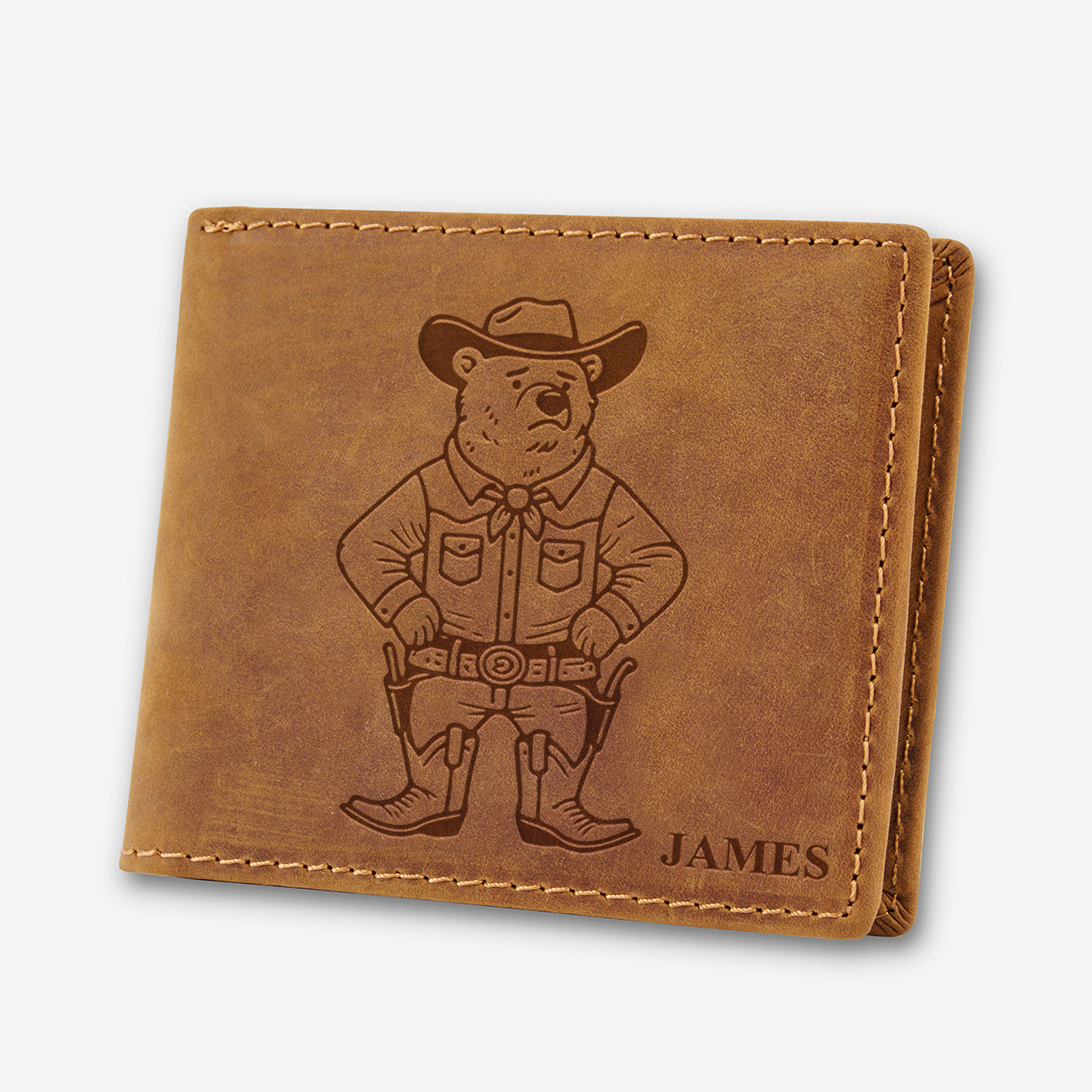 Personalized Vintage Leather Wallet_Officer Bear