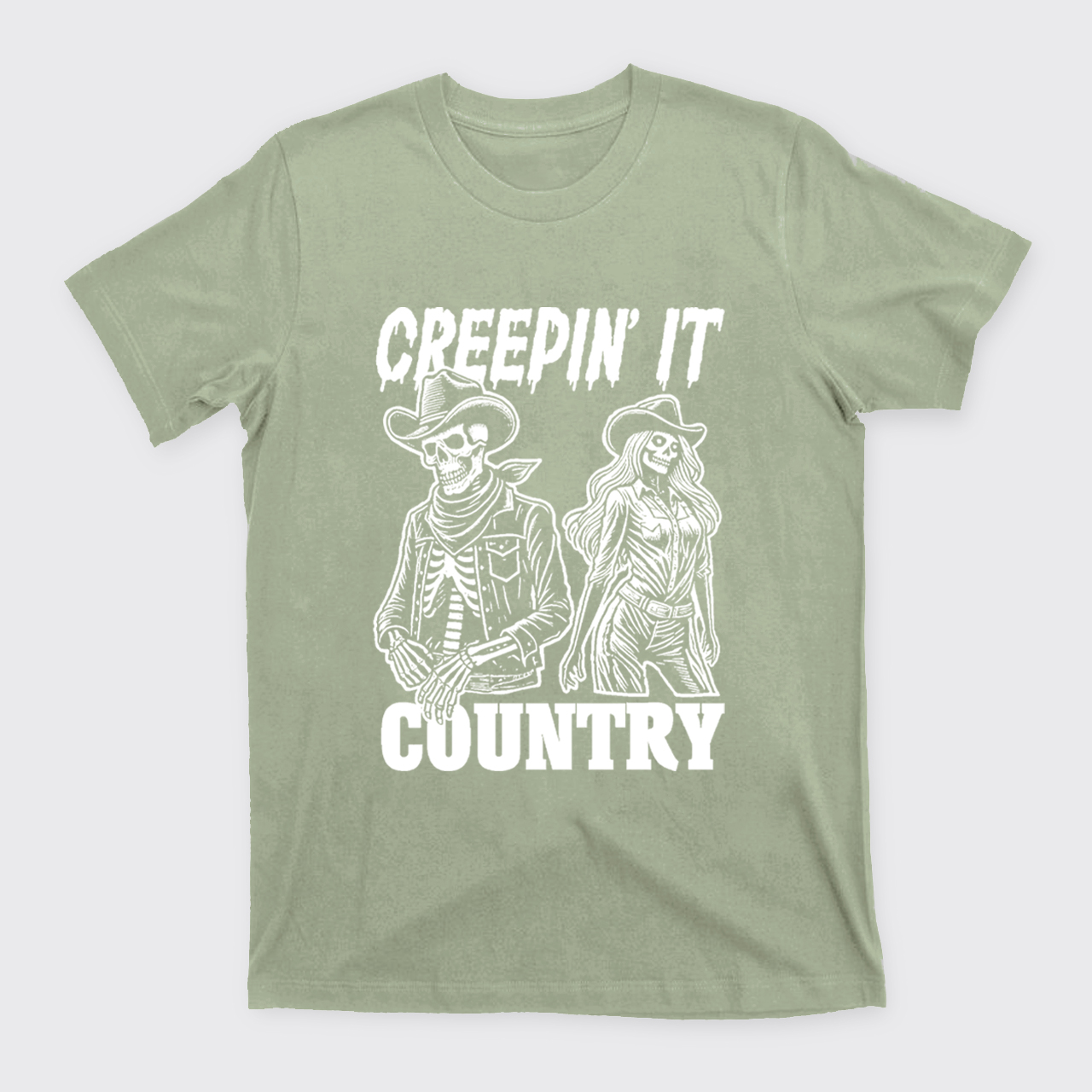 Creepin' It Cowboy Skeleton Cowgirl Ghost T-Shirts