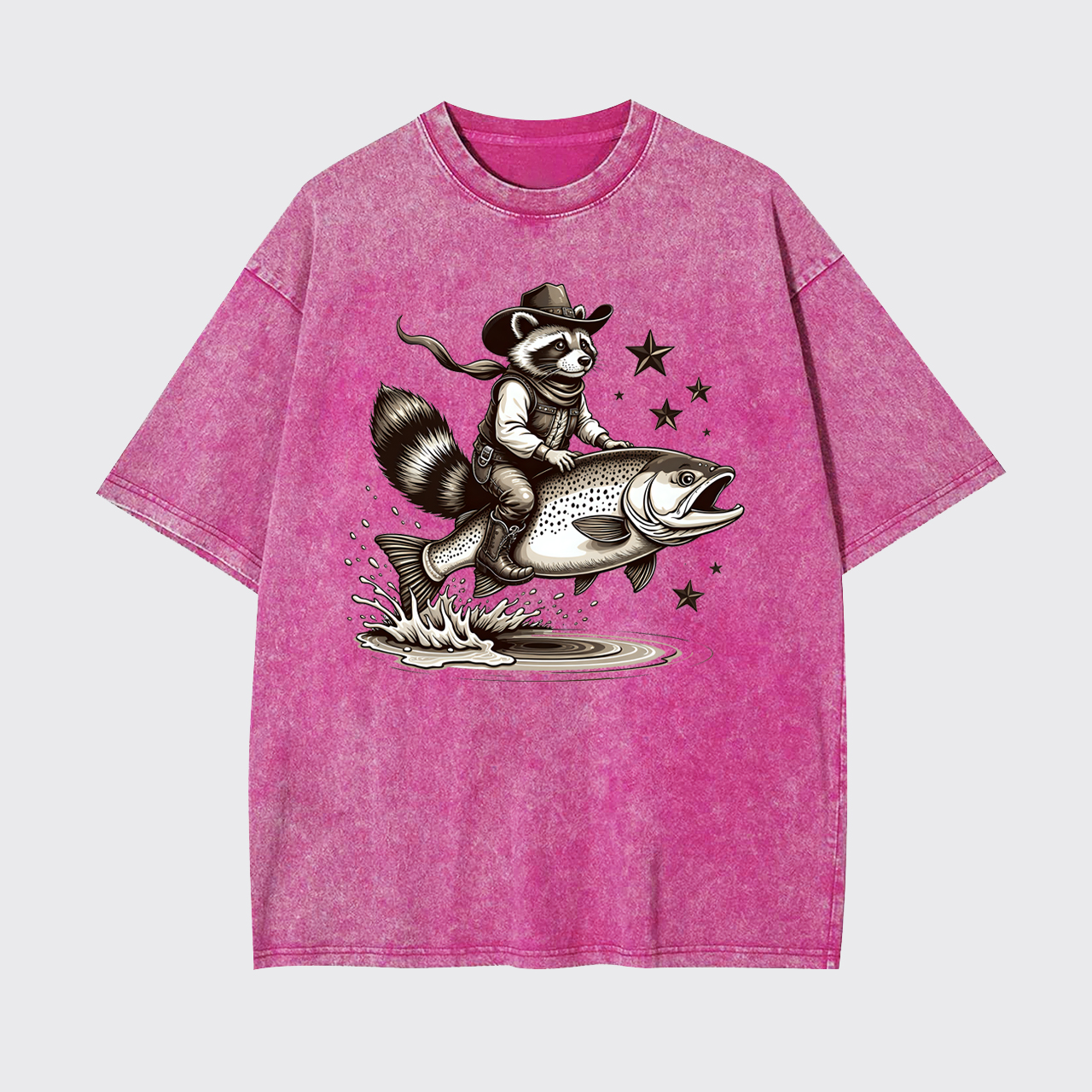 Funny Fisher Of Raccoon Cowboy Garment-dye Tees
