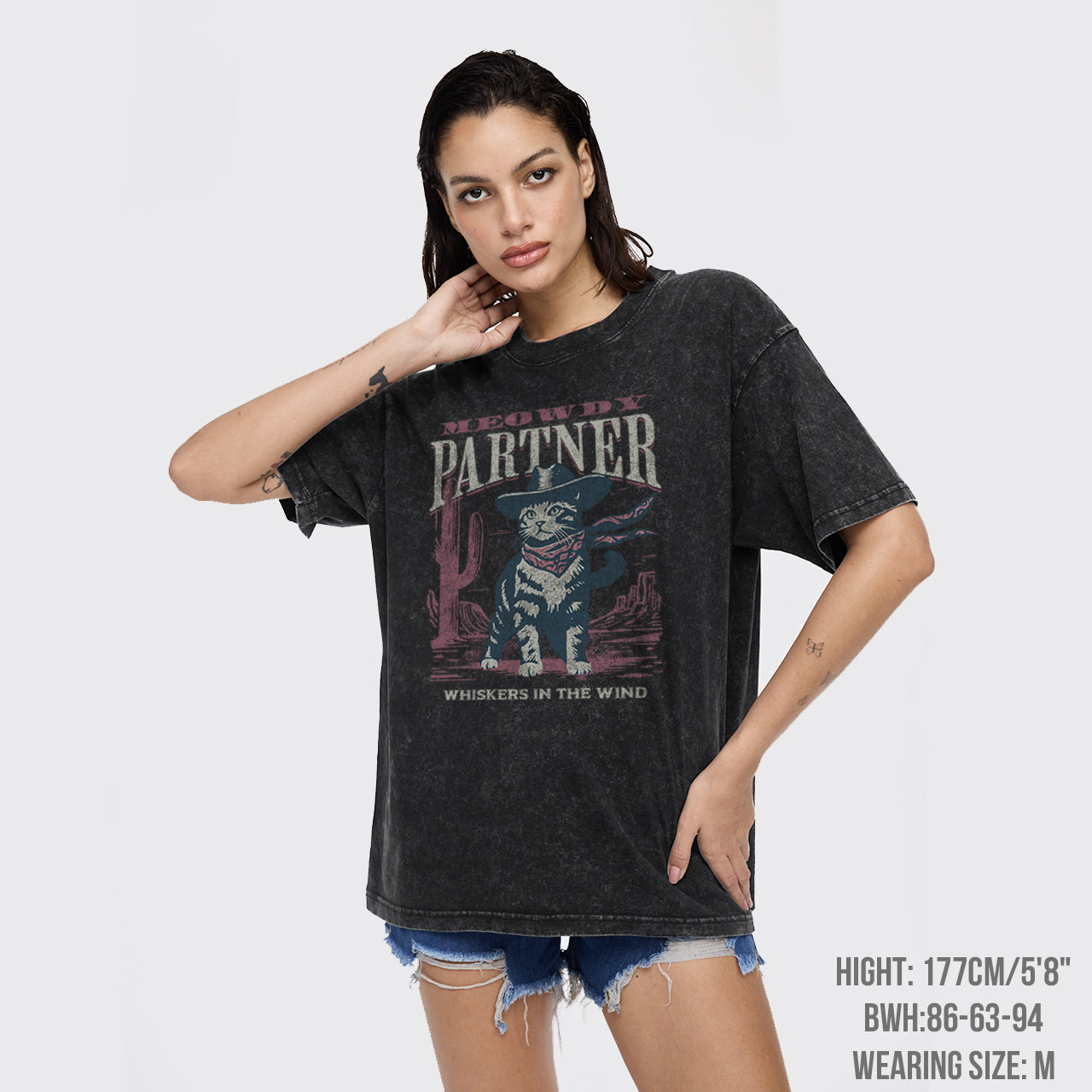 Meowdy Partner Cowboy Cat Garment-dye Tees