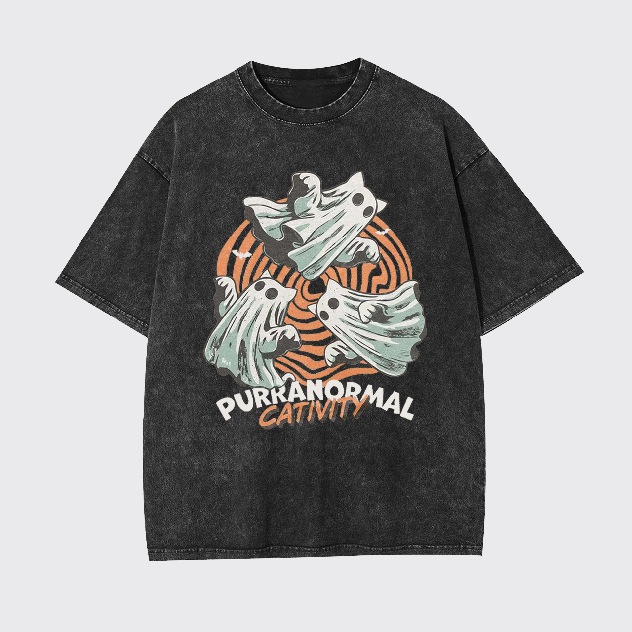 Halloween Ghost Cat Garment-dye Tees