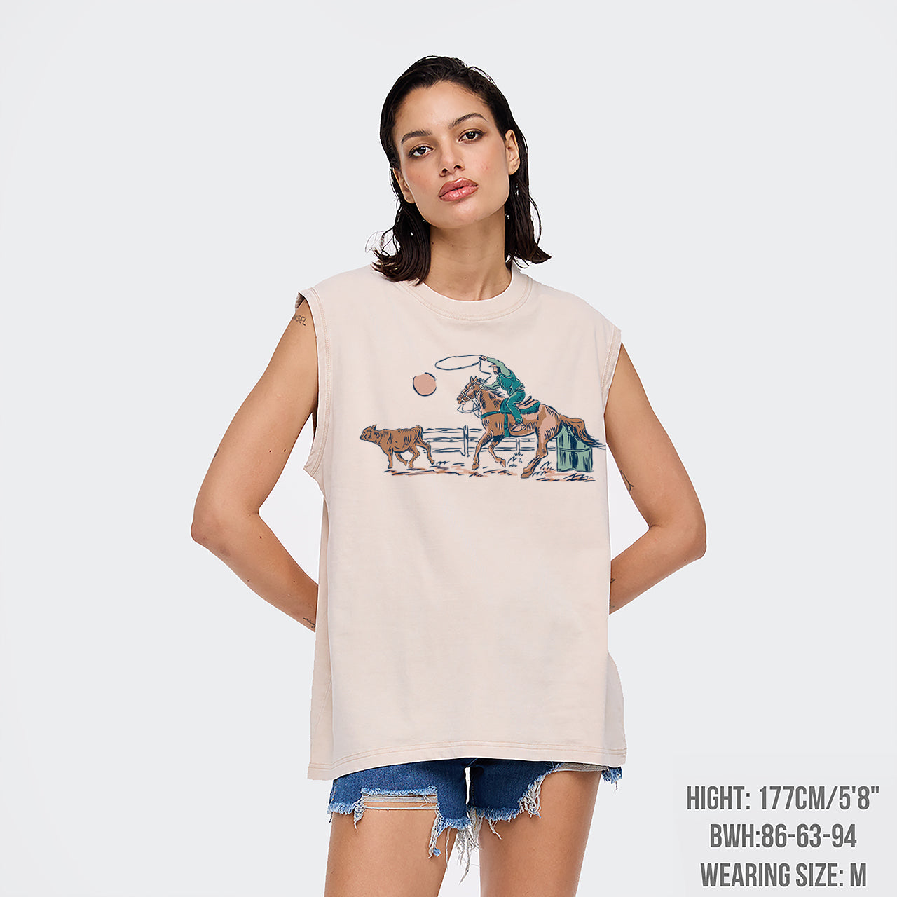 Western Cowboy Rodeo Washed Tanks