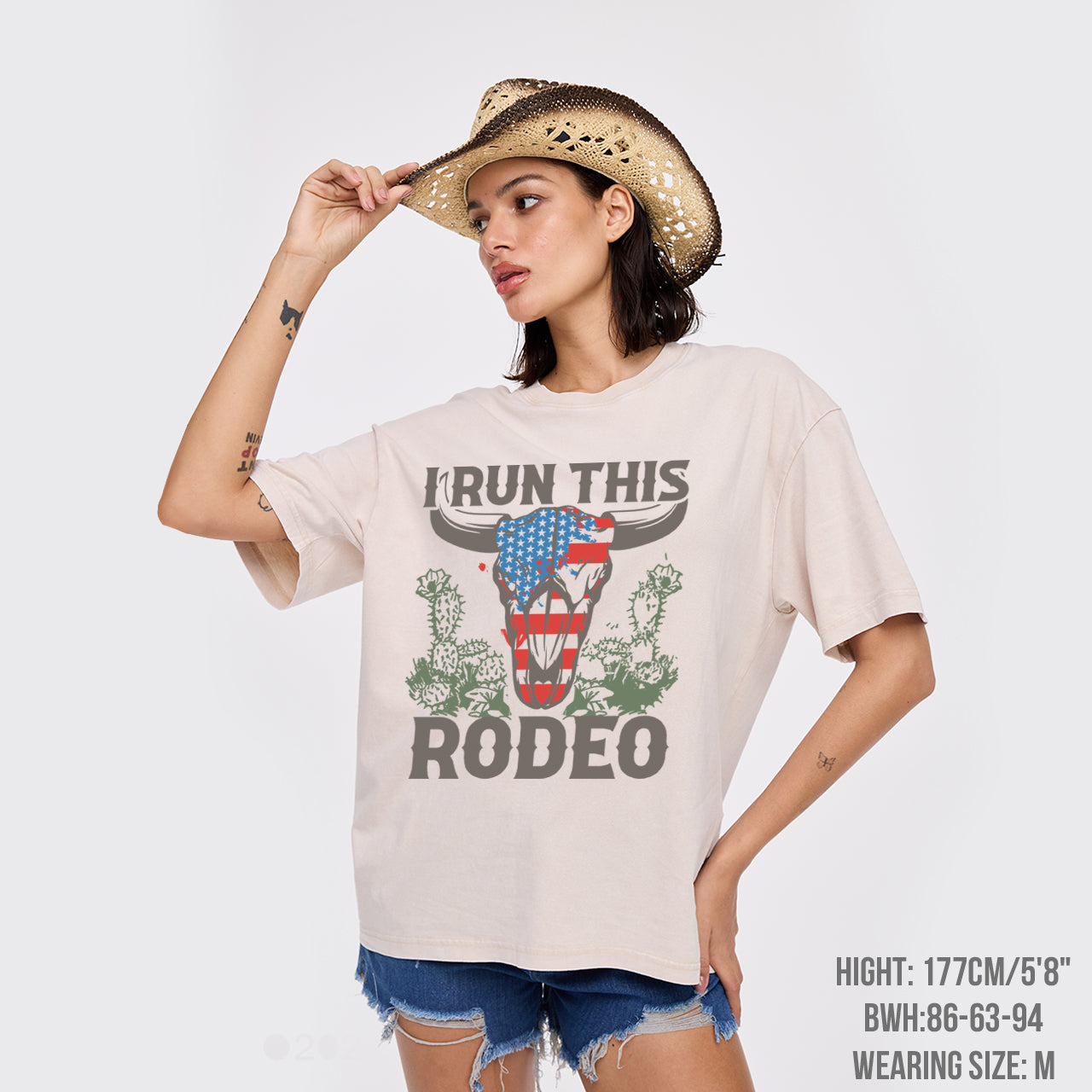 I Run This Rodeo America Cow Garment-dye Tees