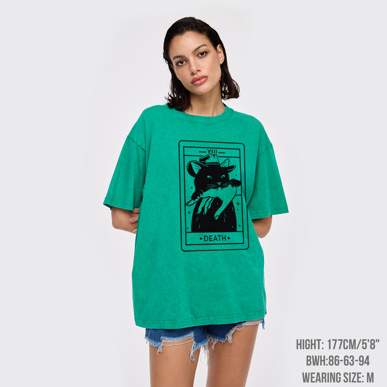 Tarot Death Witchy Cat Garment-dye Tees