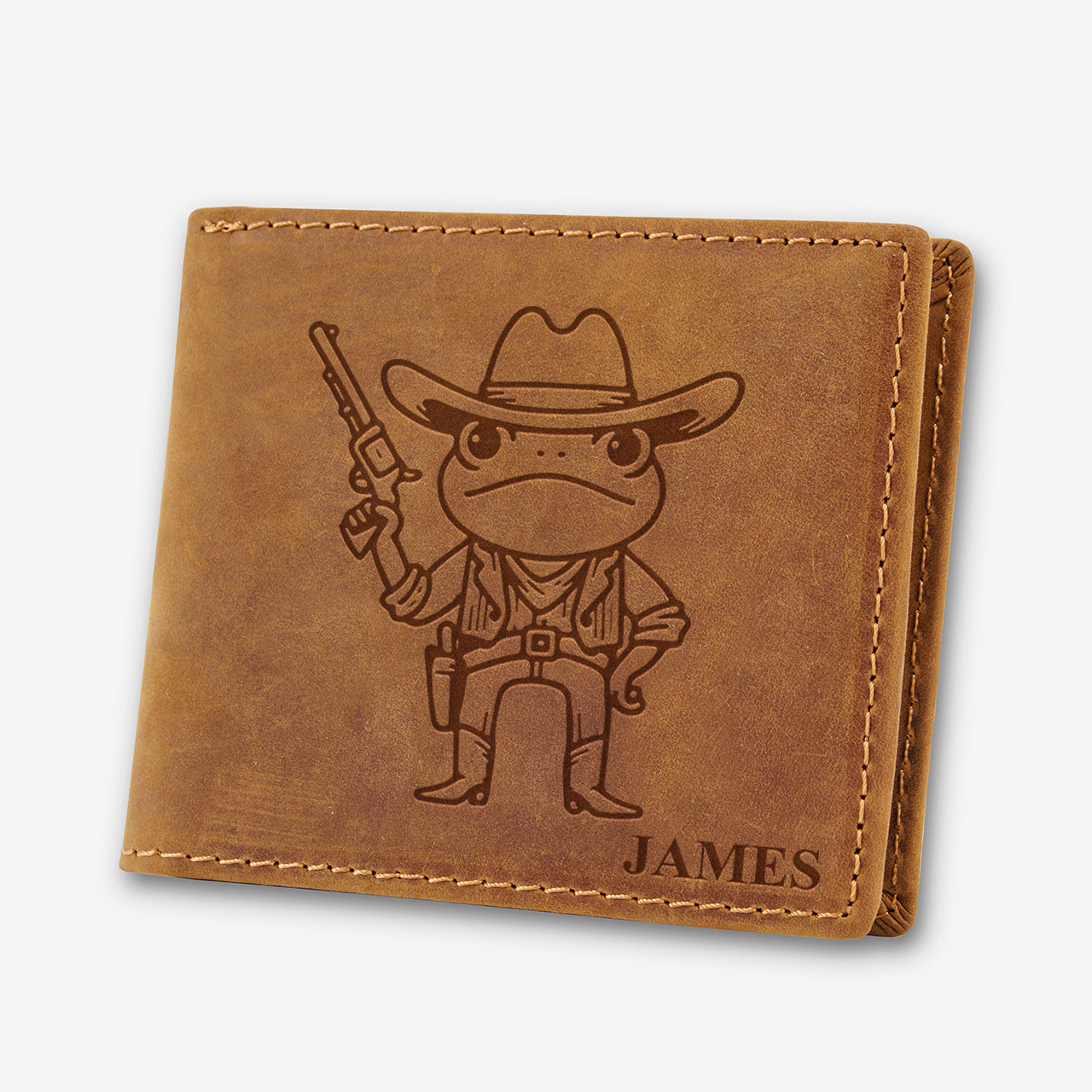 Personalized Vintage Leather Wallet_Frog