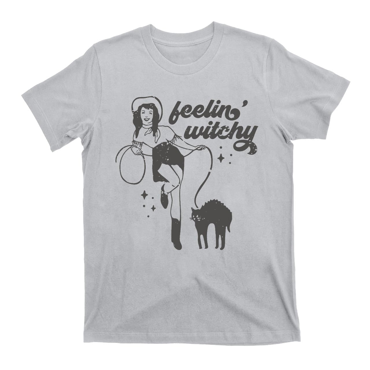 Feeling Witchy Cowgirl Cat Halloween T-Shirts
