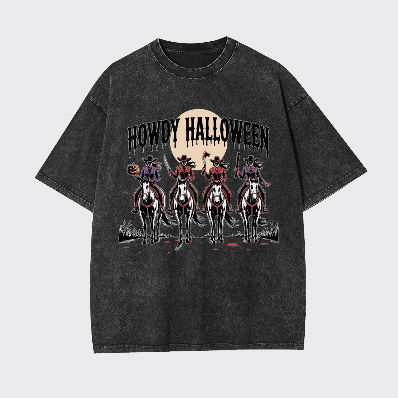 Cowgirl Riding Halloween Garment-dye Tees