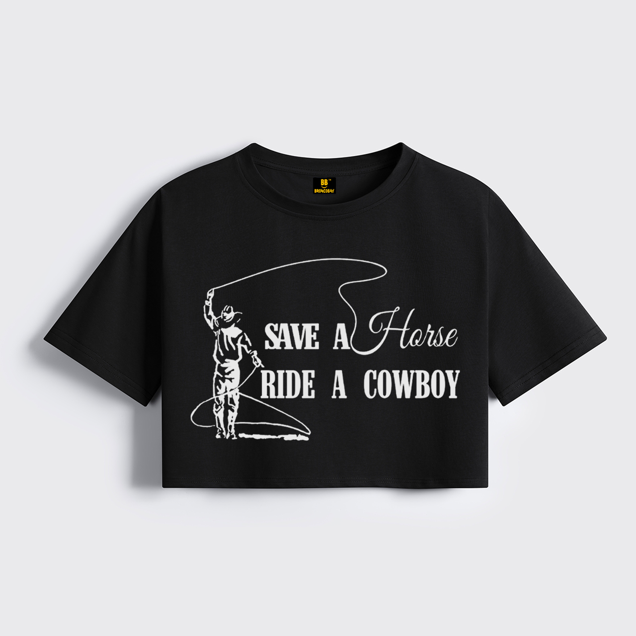 Save A Horse Ride A Cowboy Cropped Boxy Tee