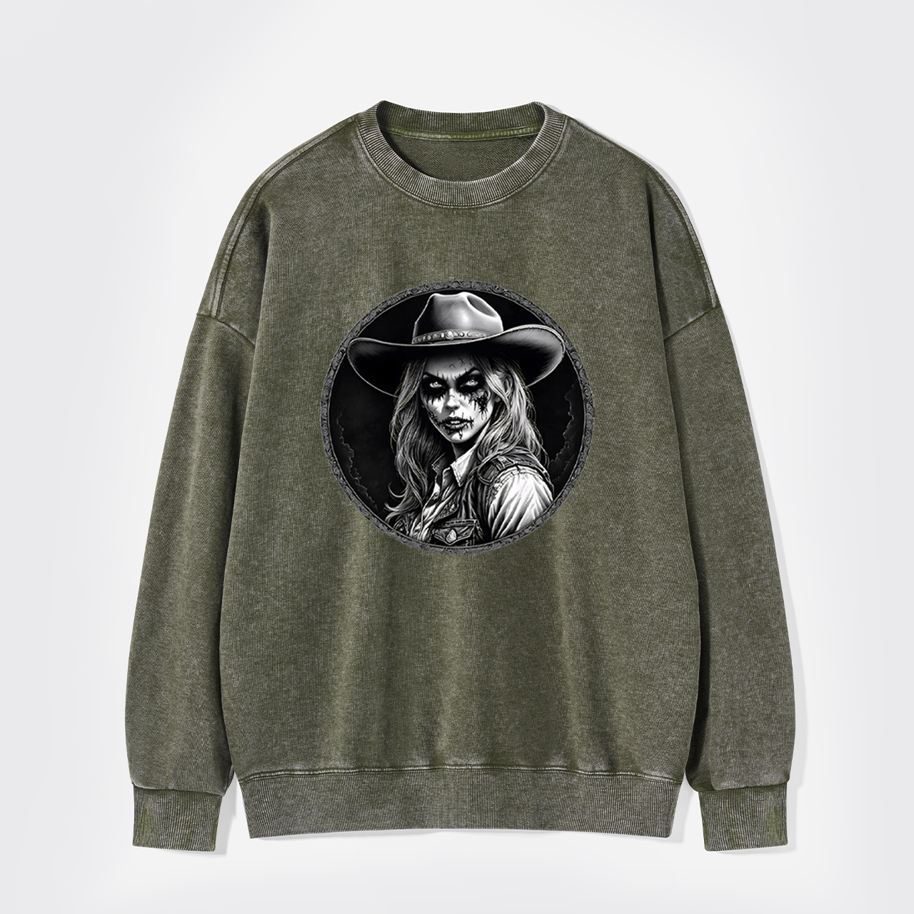 Halloween Undead Cowgirl Washed Sweatshirts