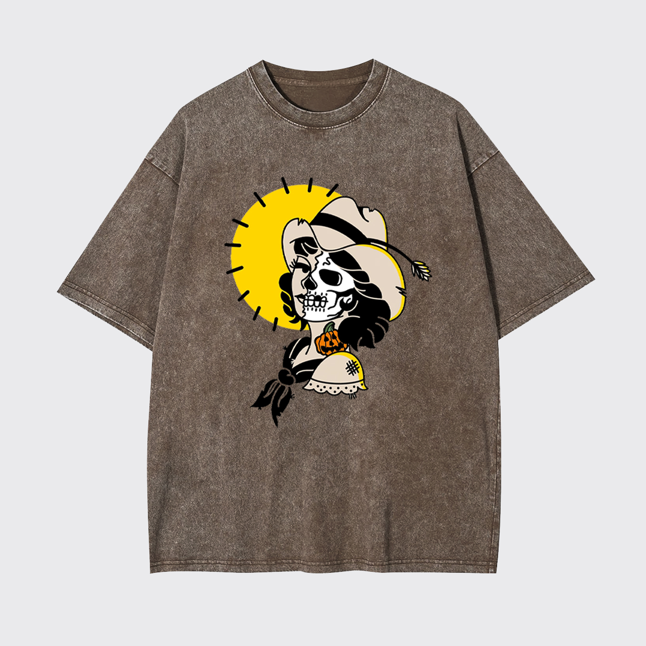 Halloween Skull Cowgirl Garment-dye Tees