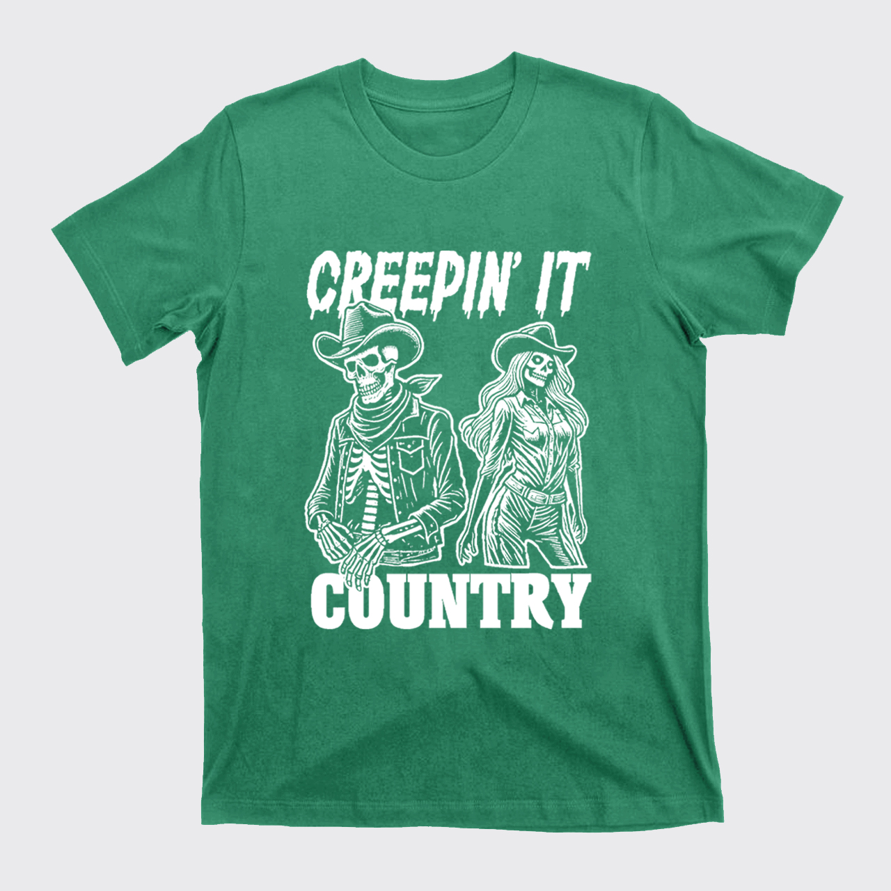 Creepin' It Cowboy Skeleton Cowgirl Ghost T-Shirts