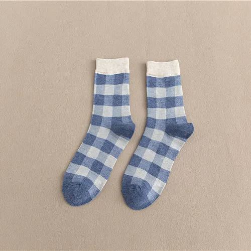 Navy Plaid Socks