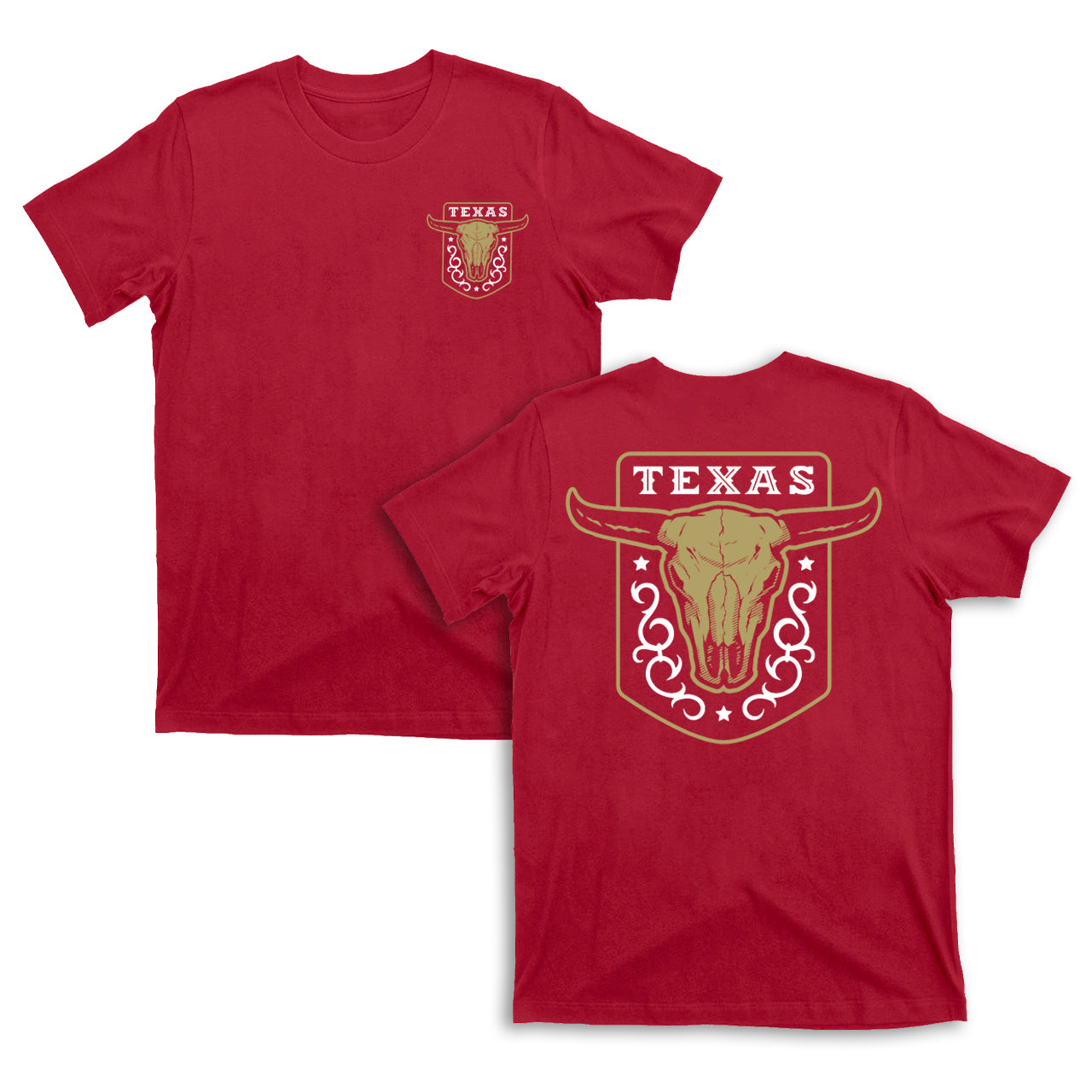 Texas Vintage Emblem With Bull Skull On a Dark T-Shirt
