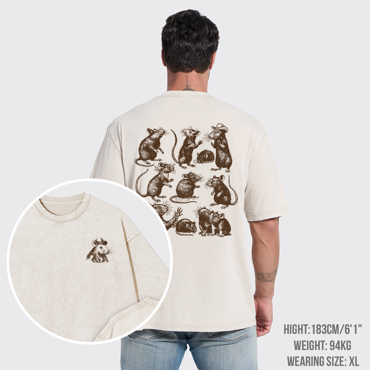 Goblincore Rat Vintage Animal Garment-dye Tees