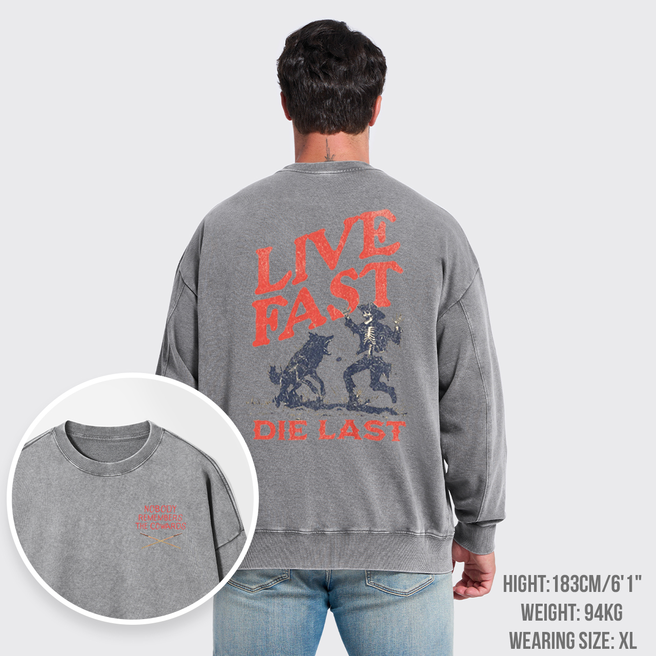 Live Fast Die Last Decoy Washed Sweatshirts