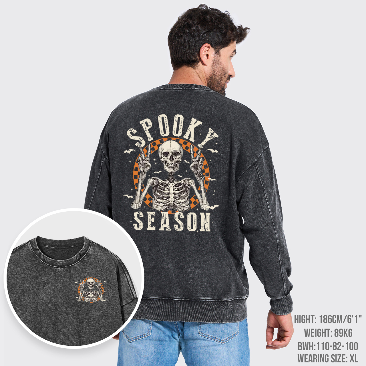 Fall Spooky Retro Halloween Washed Sweatshirts