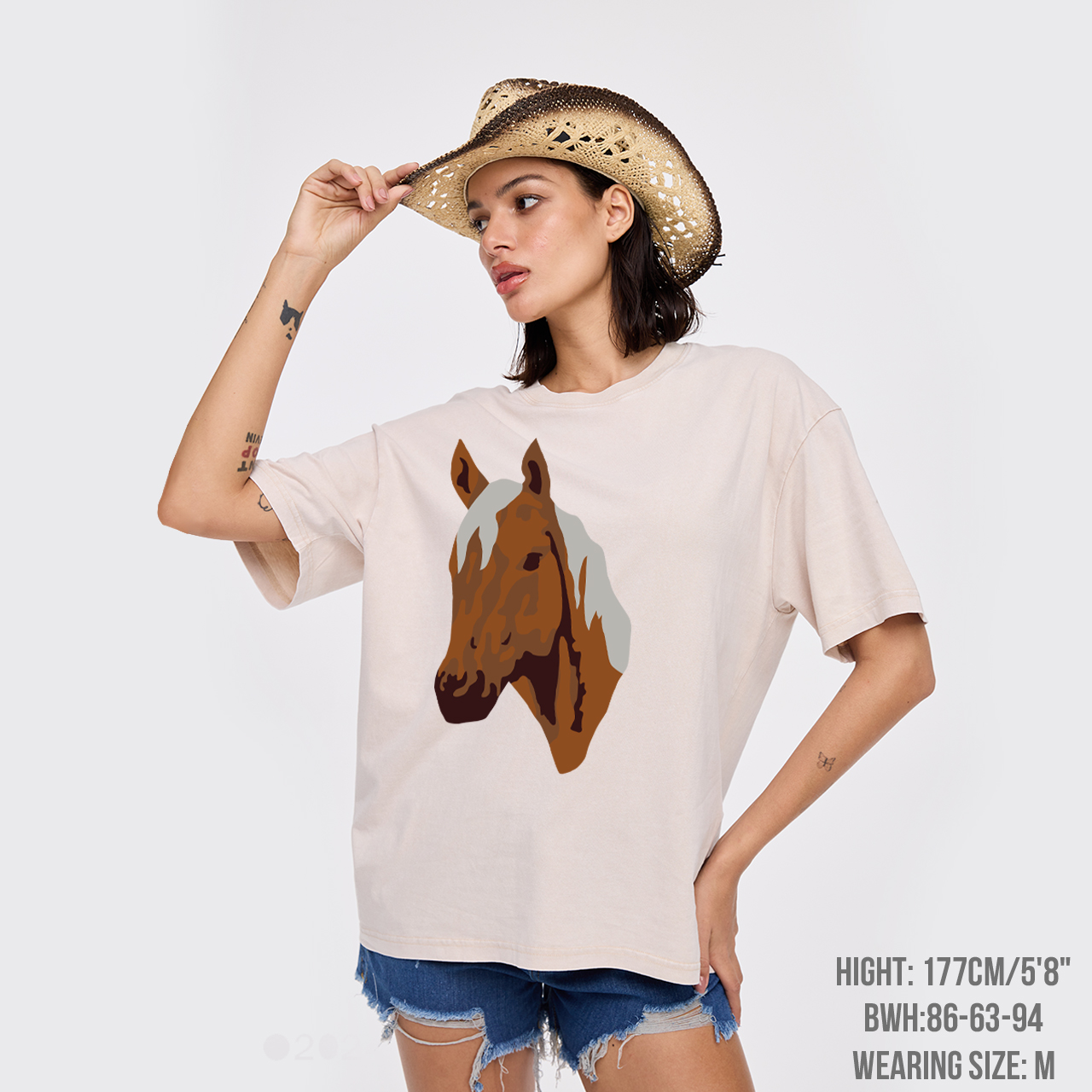 Rodeo Western Horse Garment-dye Tees