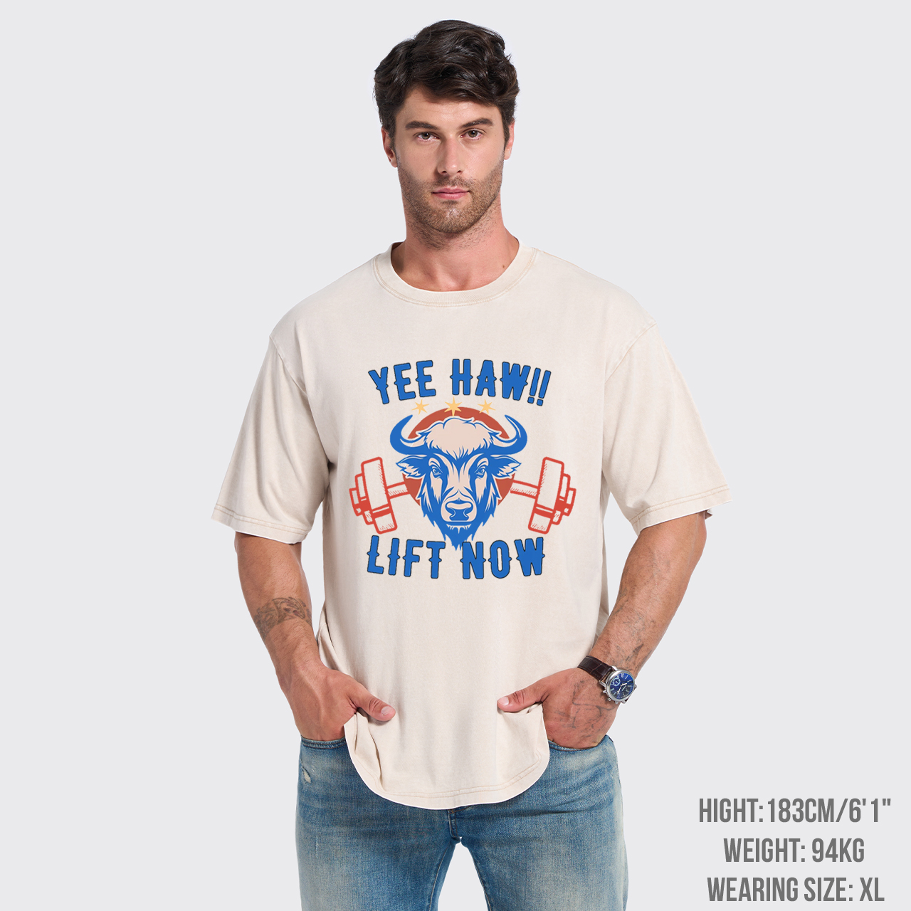 Yee Haw Lift Now Cowboy Gym Garment-dye Tees
