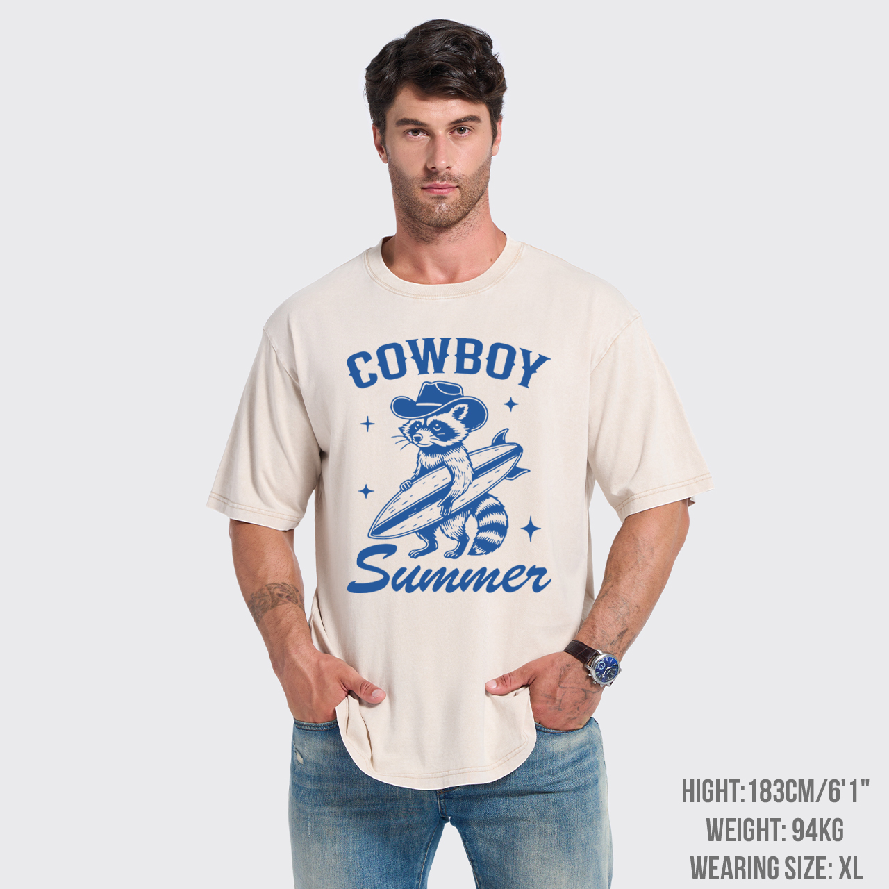 Cowboy Raccoon Summer Garment-dye Tees