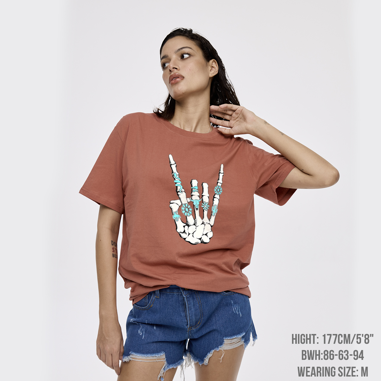 Western Rock On Skeleton T-Shirts