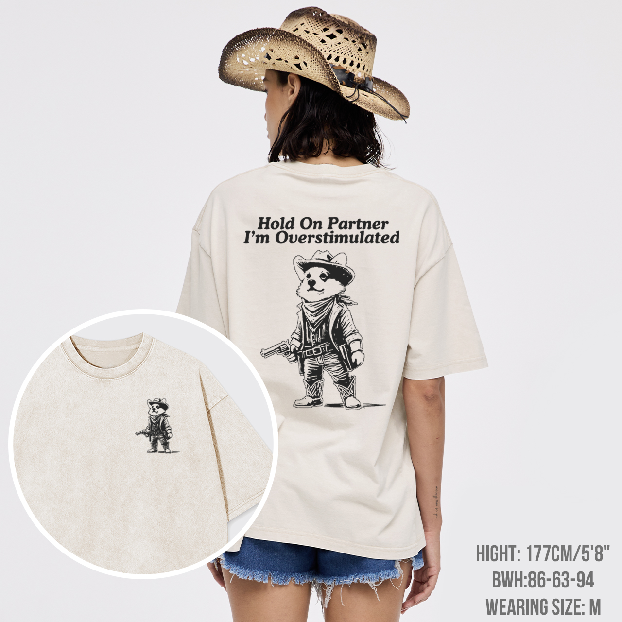 Hold On Partner I'm Overstimulated Corgi Garment-dye Tees