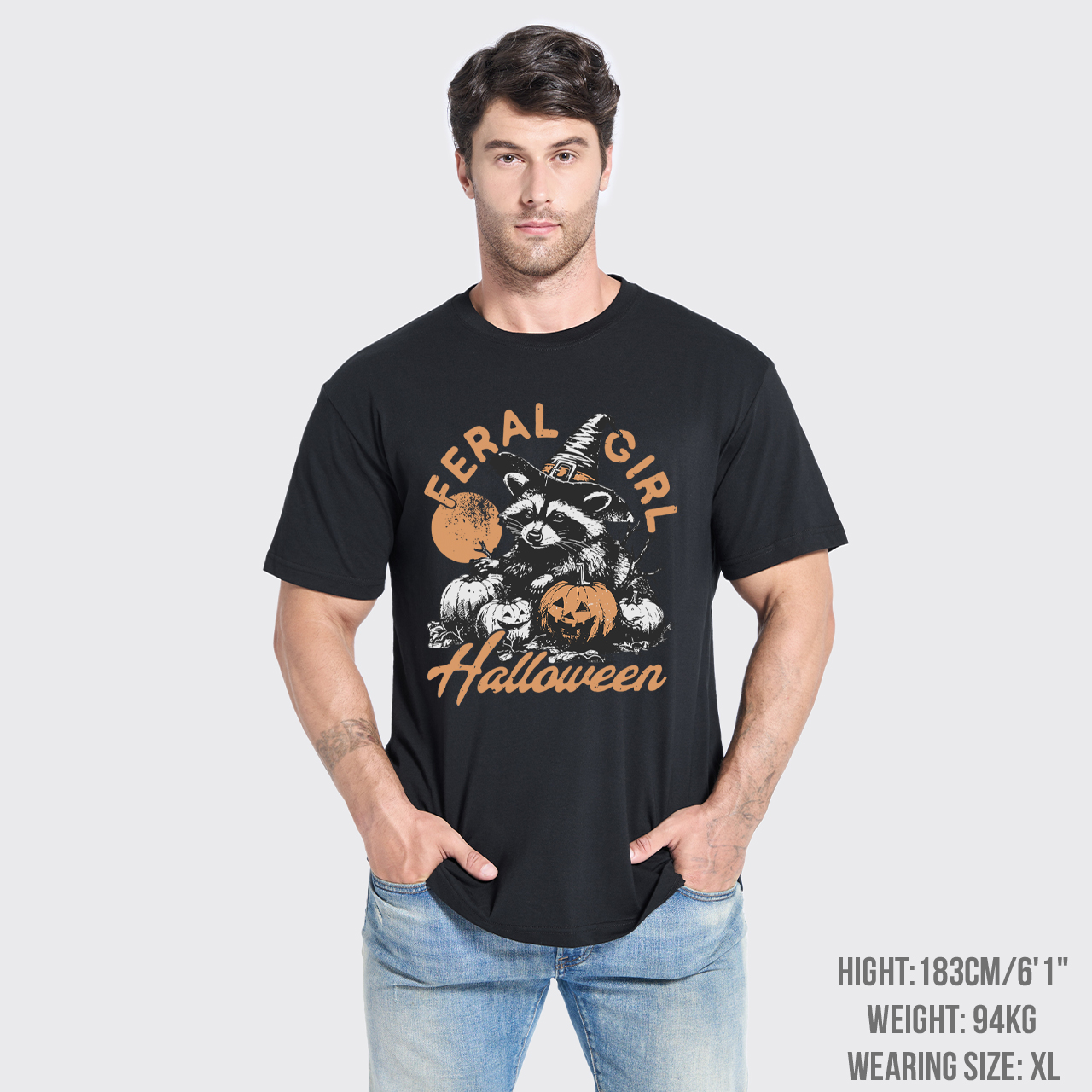 Halloween Feral Girl Raccoon T-Shirts
