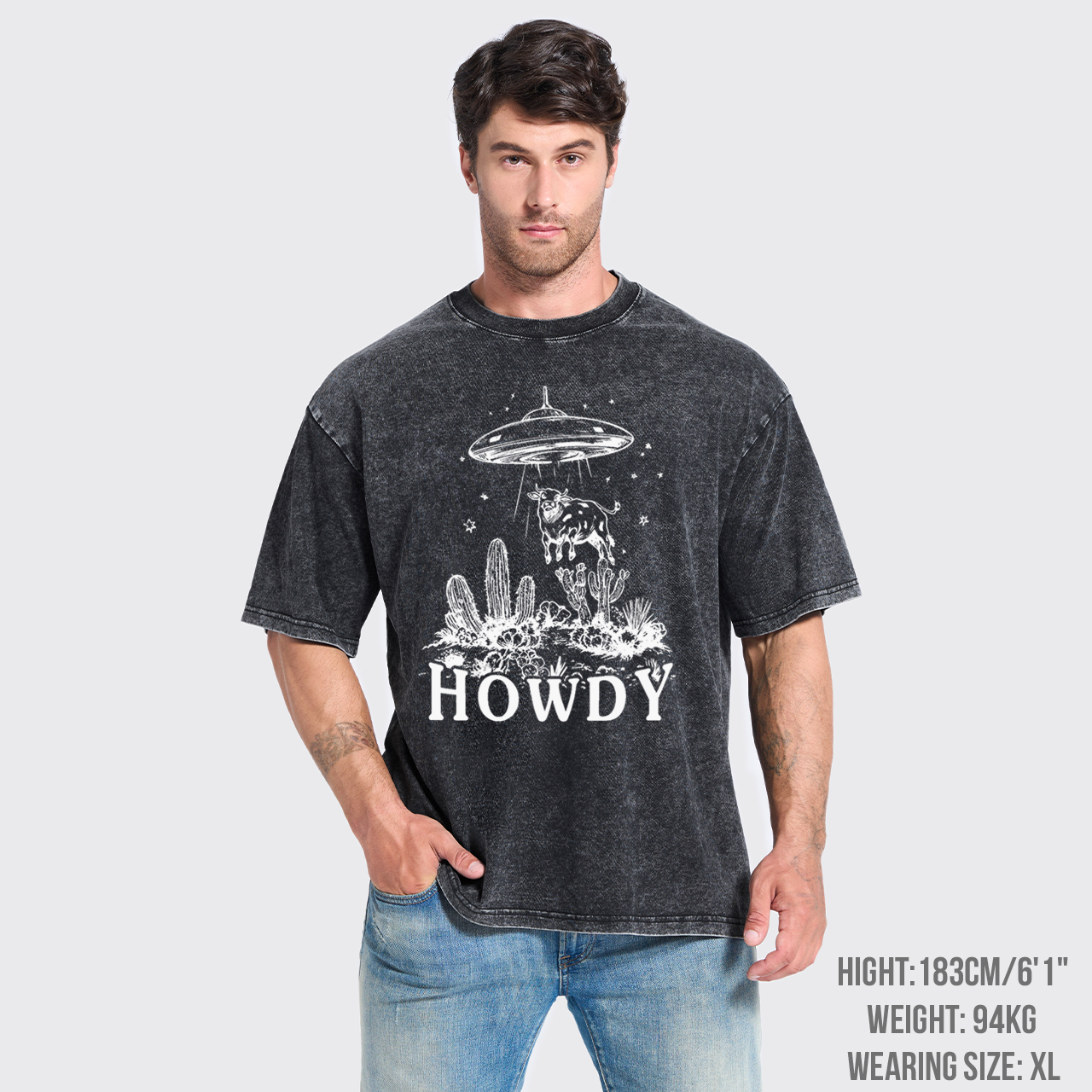 Howdy UFO Vintage Cowboy Garment-dye Tees