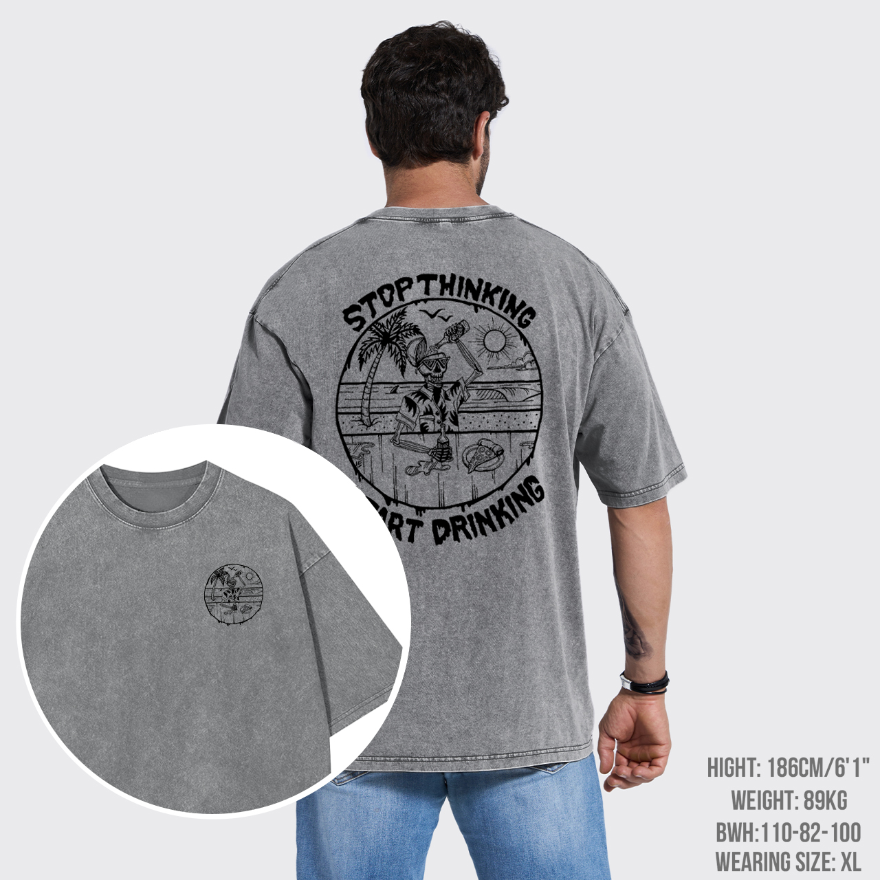 Stop Thinking Start Drinking Garment-dye Tees