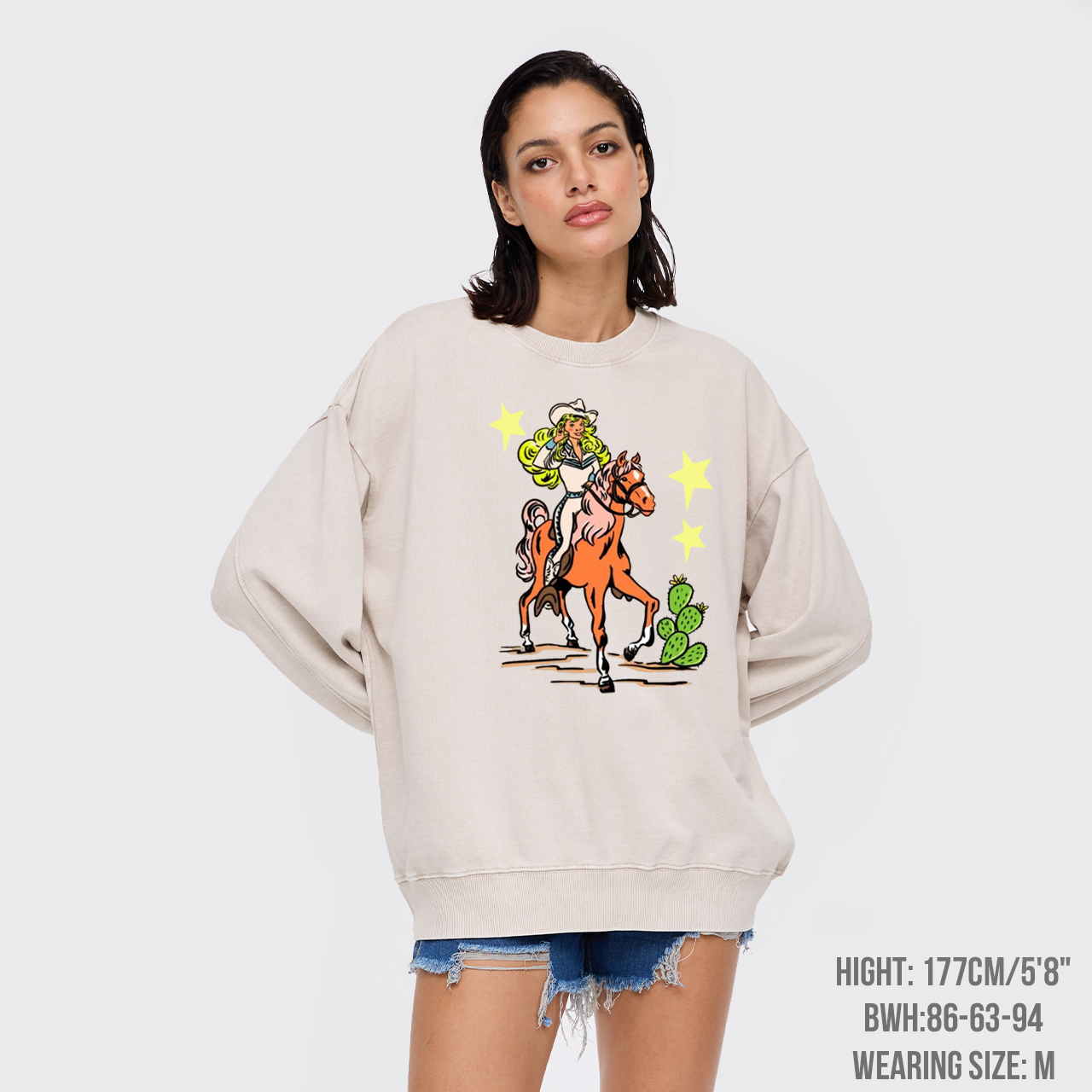 Retro Rodeo Cowgirl Washed Sweatshirts
