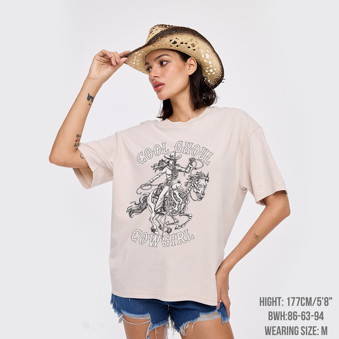 Halloween Cool Ghoul Cowgirl Garment-dye Tees