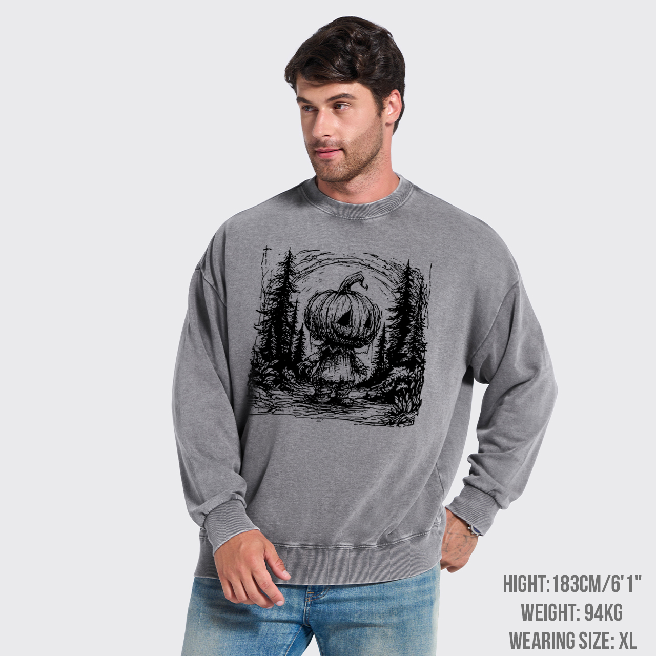 Horror Pumpkin Halloween Washed Sweatshirts