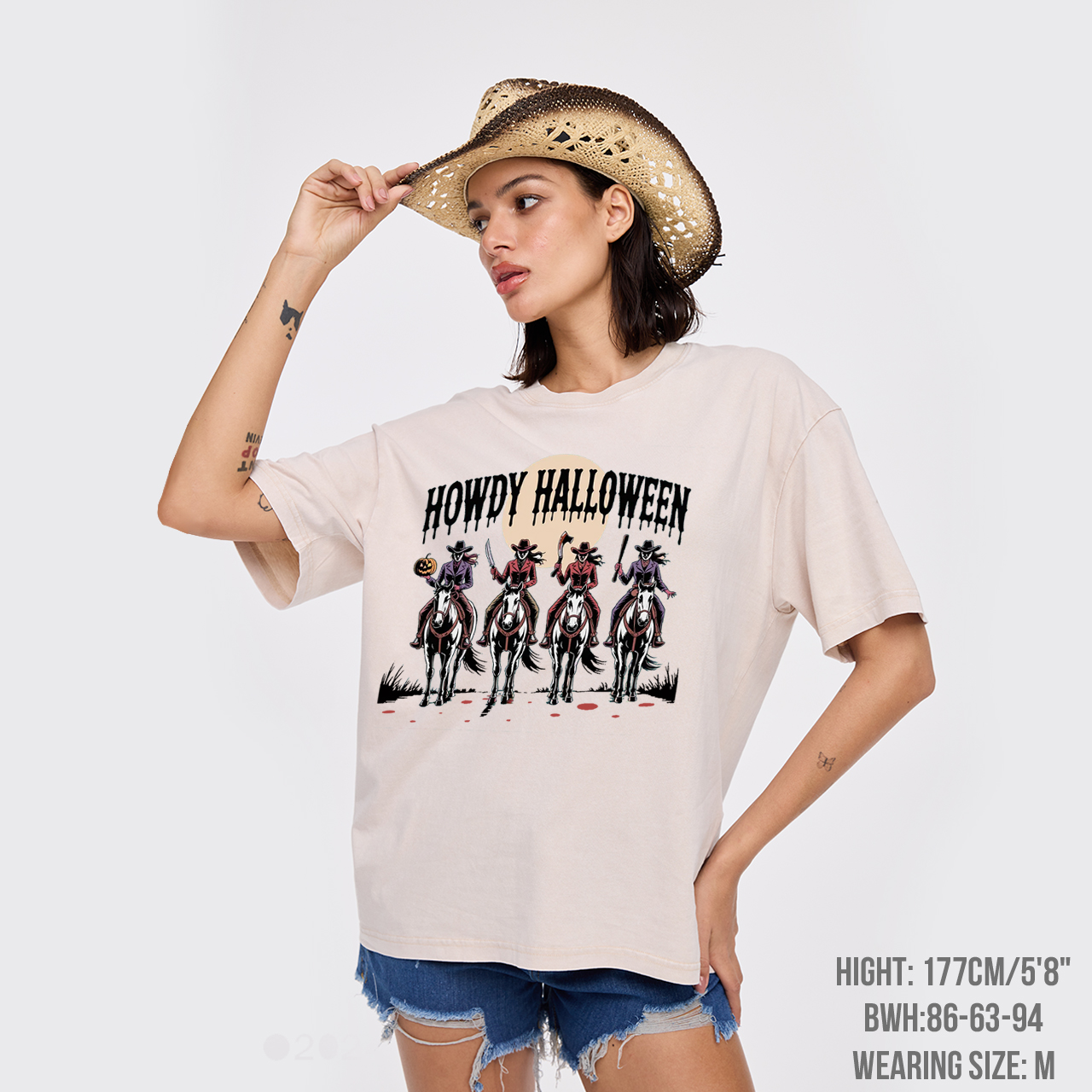 Cowgirl Riding Halloween Garment-dye Tees