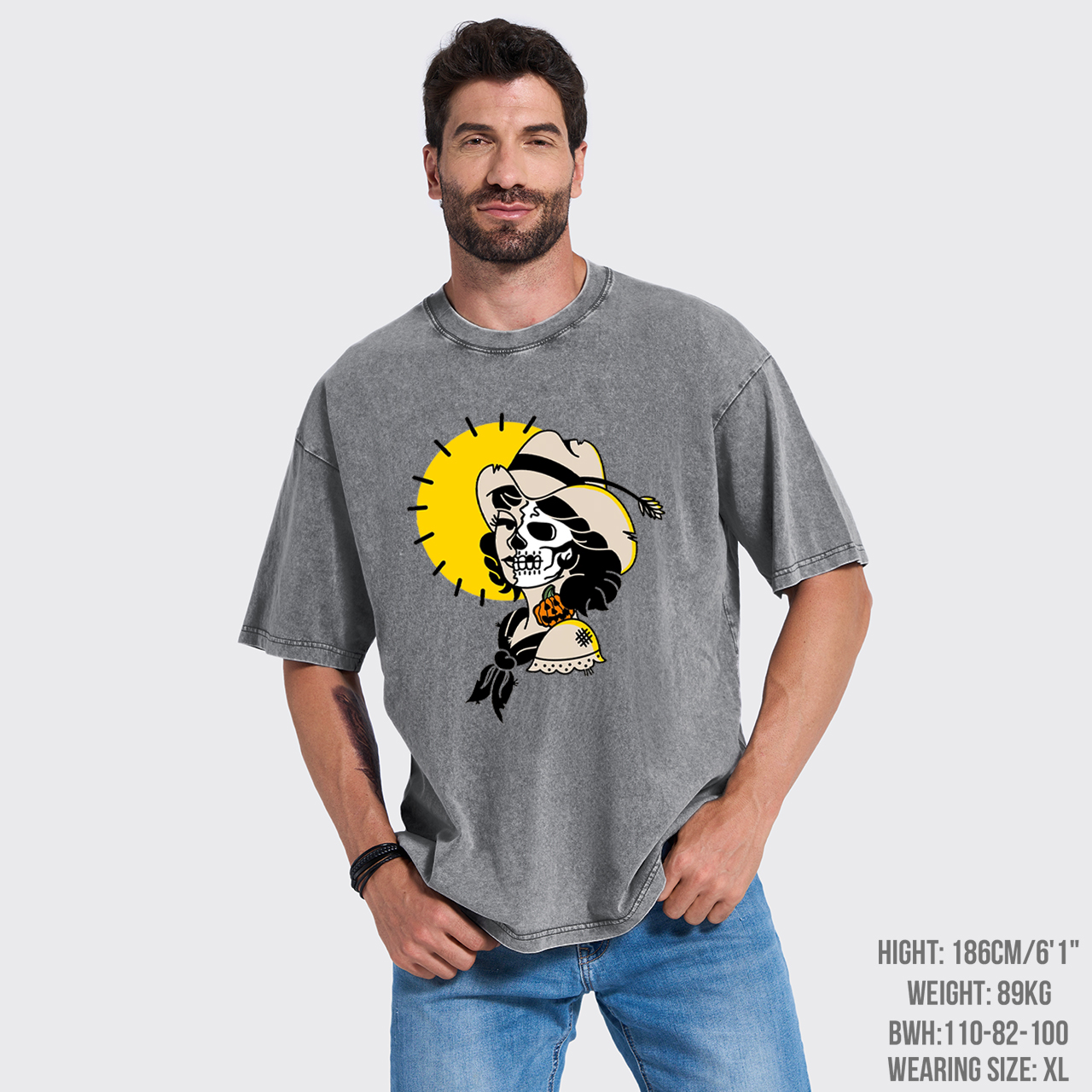 Halloween Skull Cowgirl Garment-dye Tees