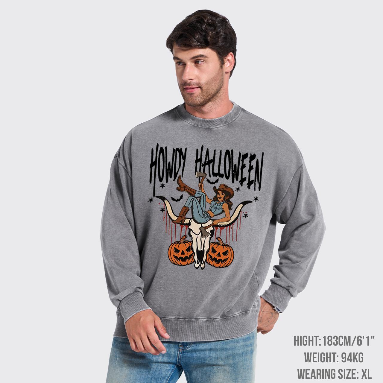 Howdy Halloween Cowgirl Washed Sweatshirts