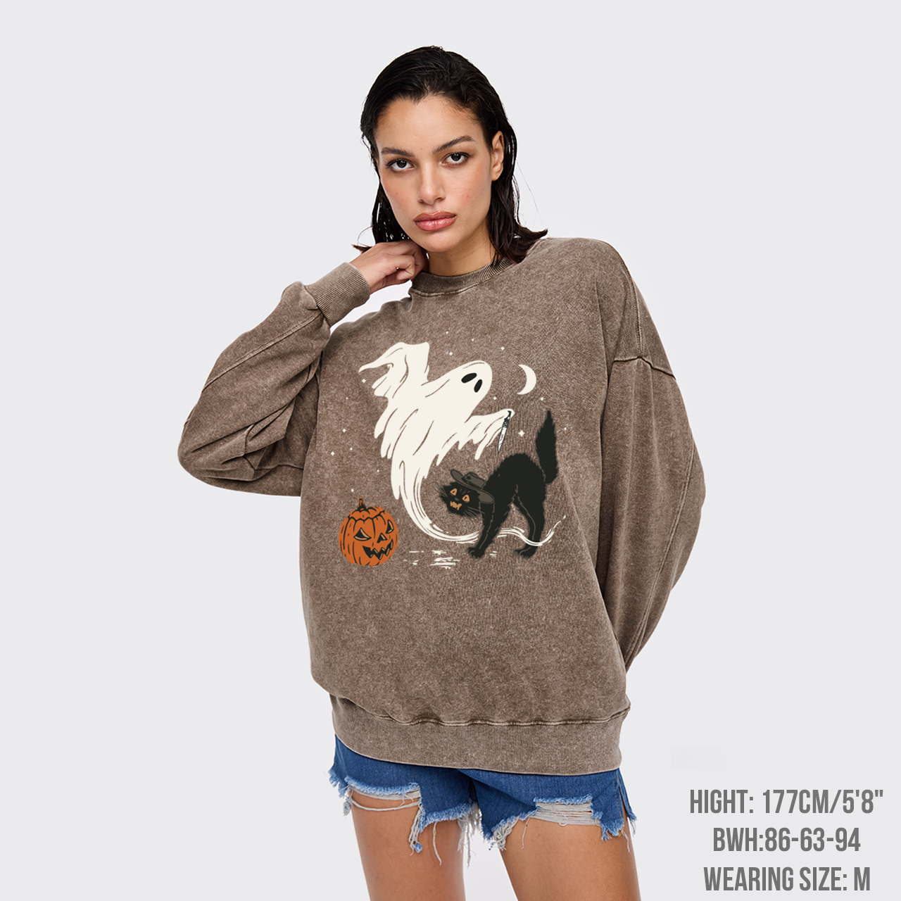 Ghost & Cat Halloween Washed Sweatshirts