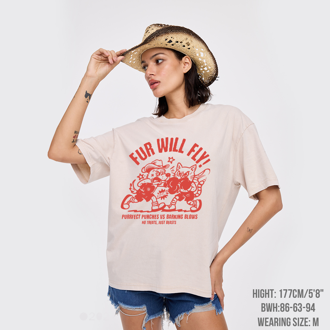 Western Purrfect Punches VS Barking Blows Garment-dye Tees