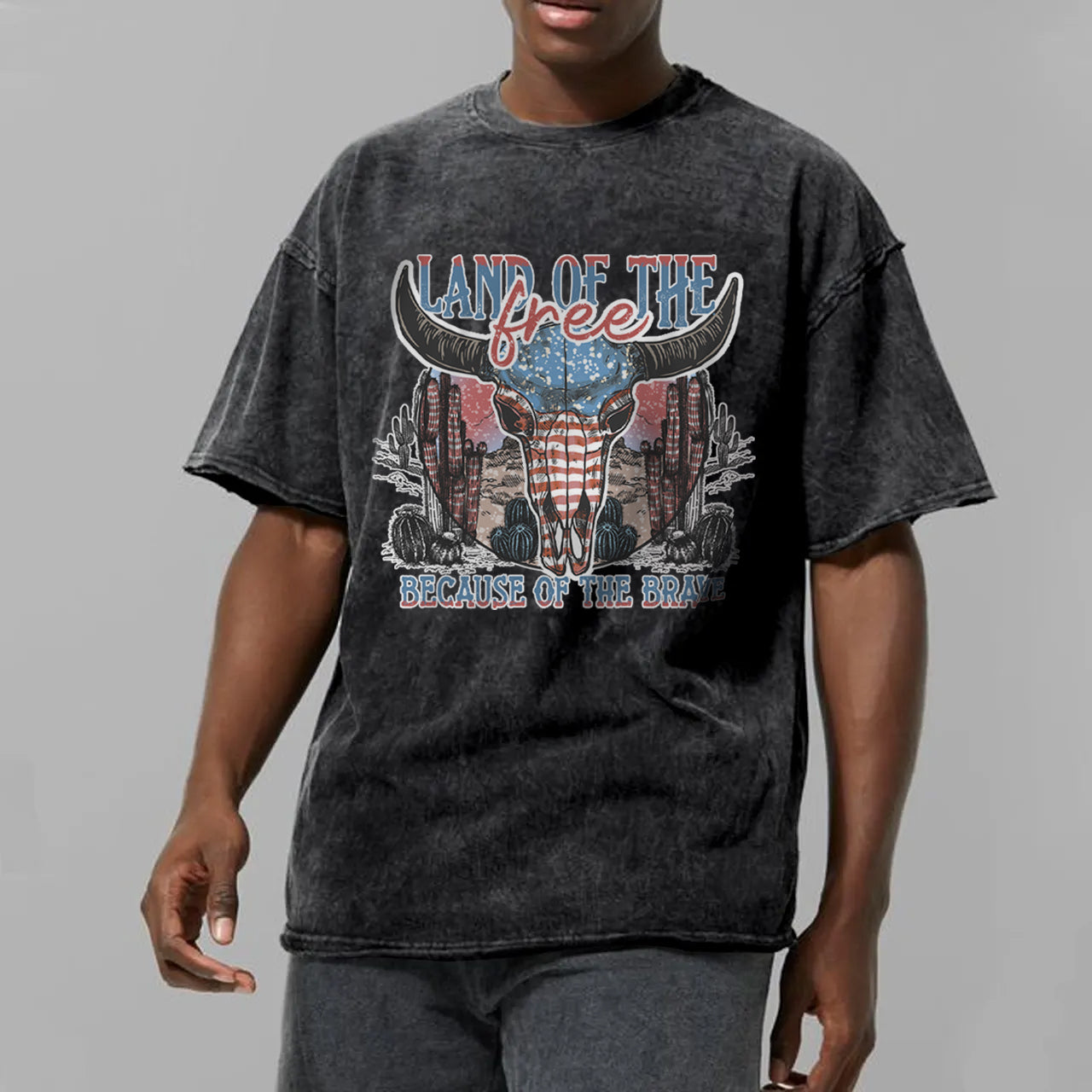 4th Of July And Cow Skull Garment-dye Tees