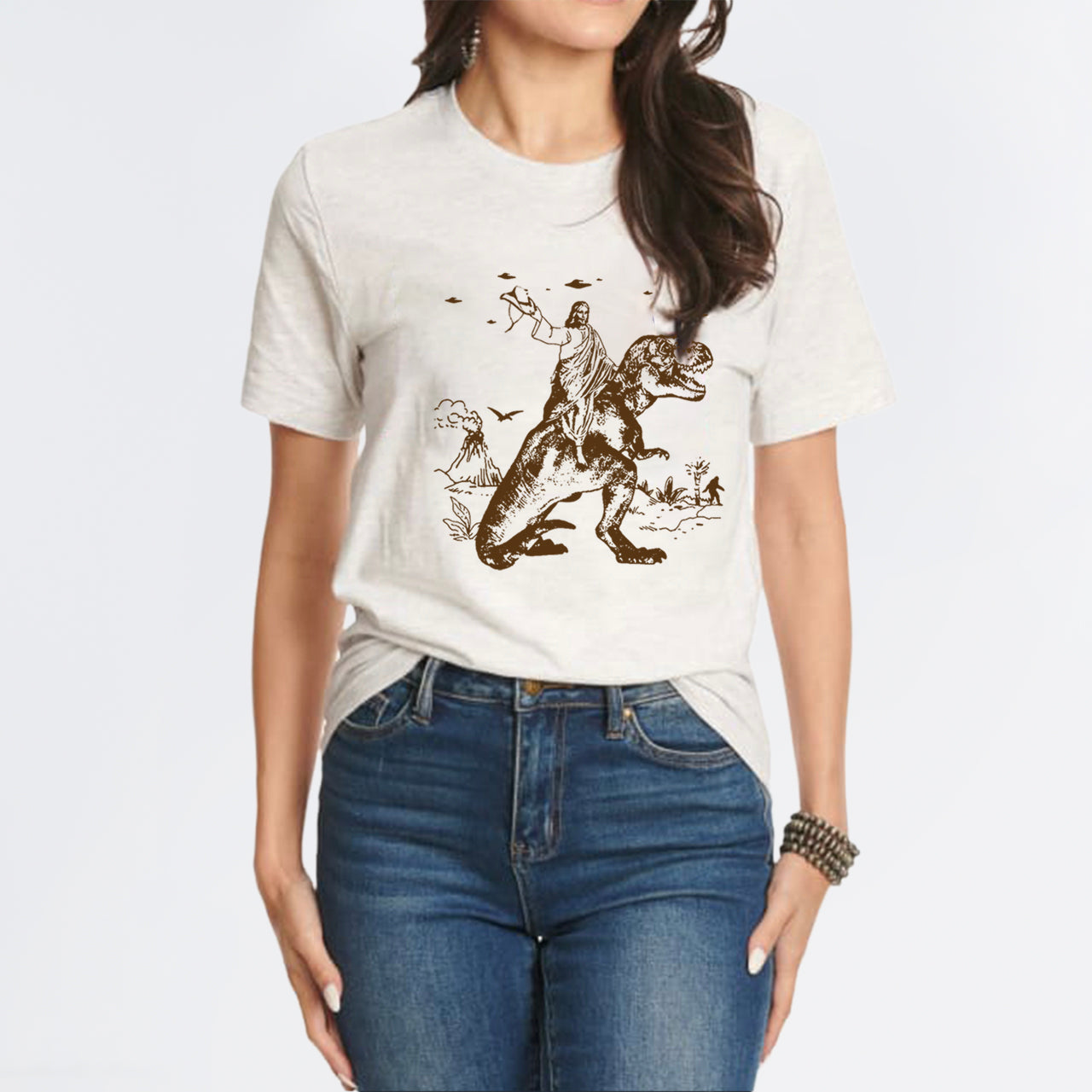 Jesus Riding Dinosaur T-Shirts