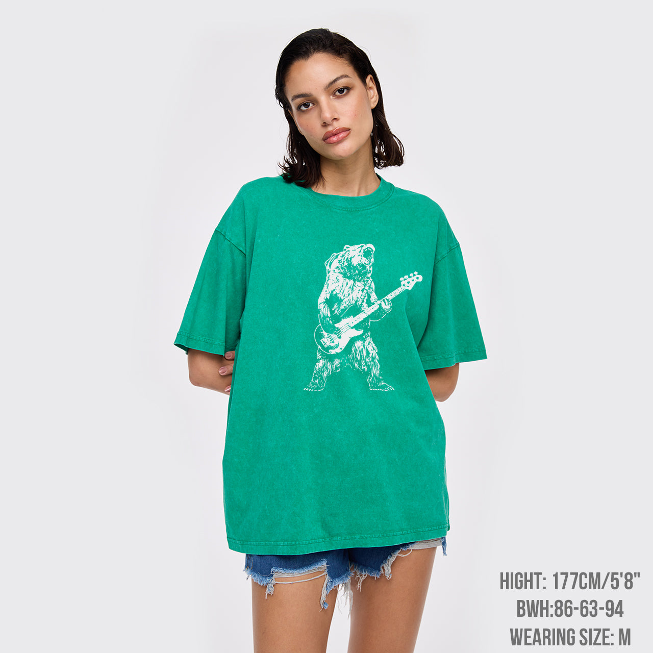 Bear Playing Bass Guitar Garment-dye Tees