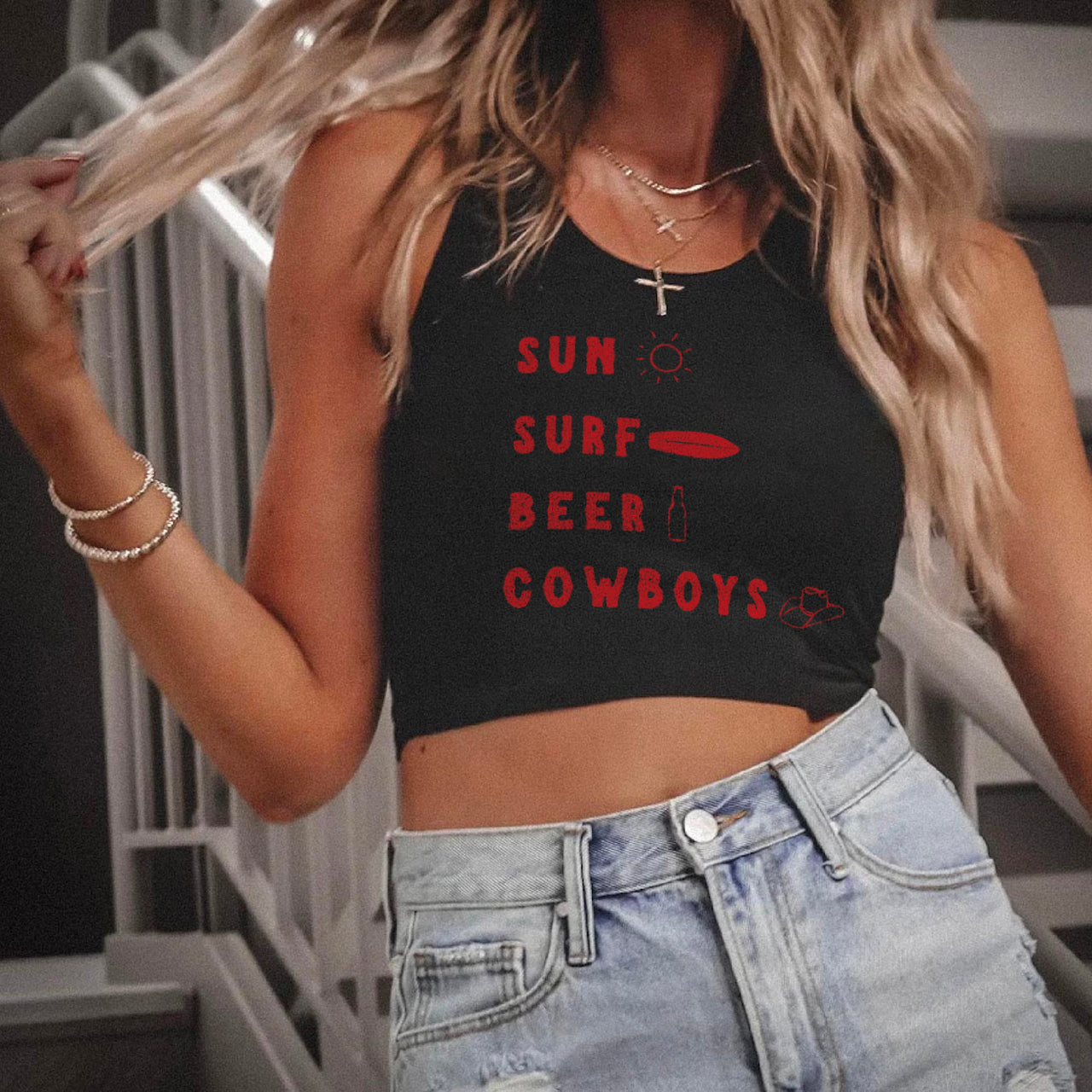 Surf Sun Beer Cowboys Tank Top