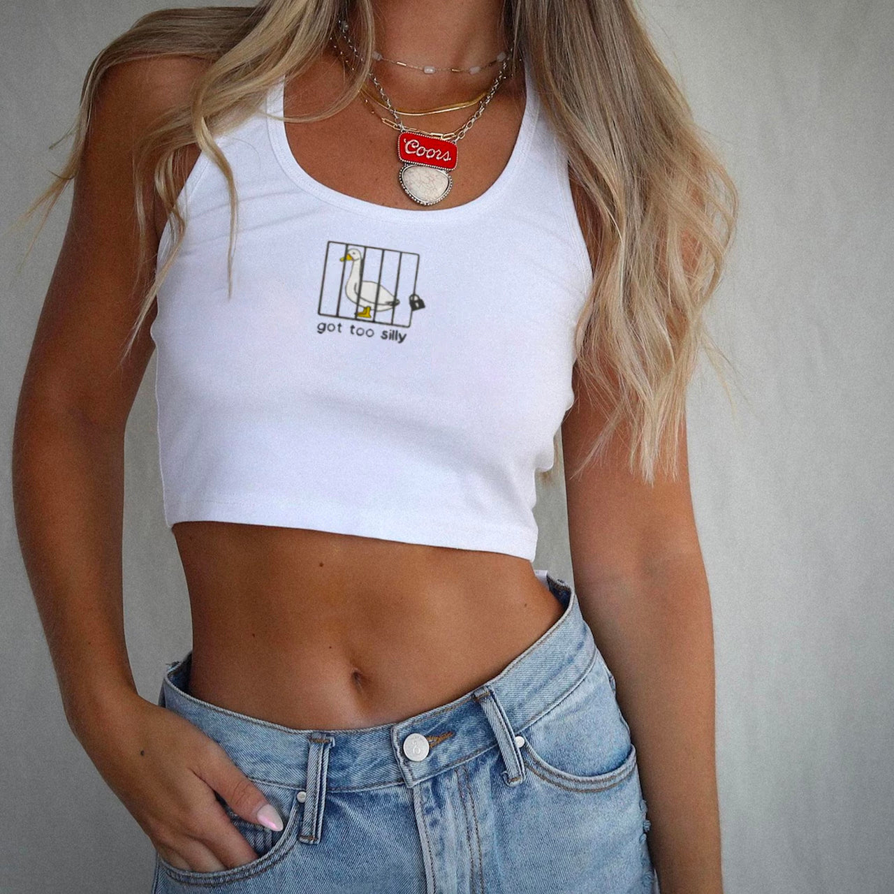 Got Too Silly Embroidered Tank Top